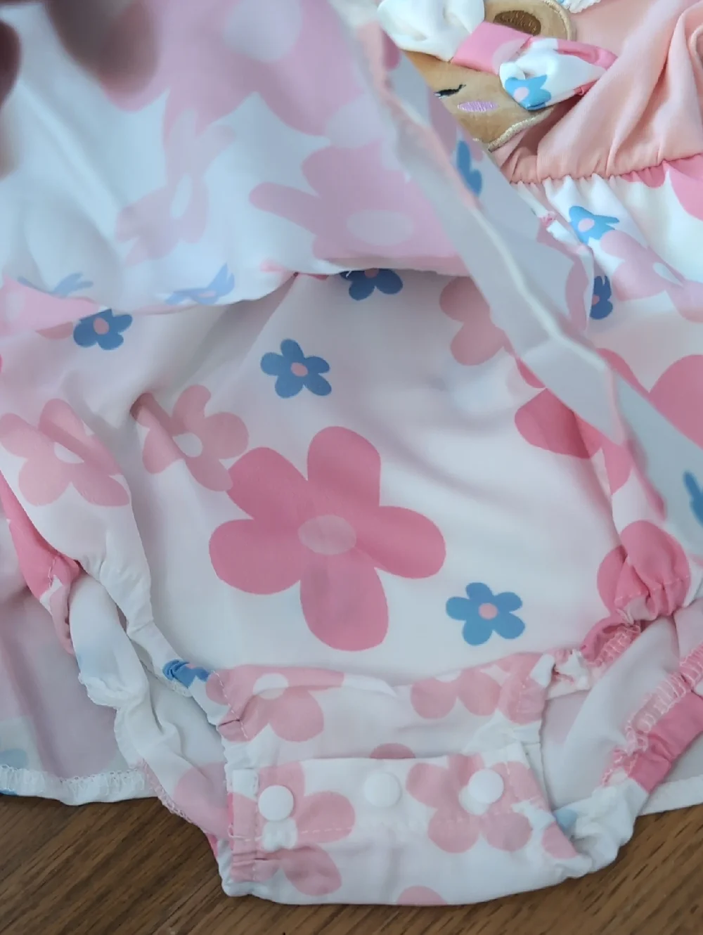 Pink Floral Bear Baby Dress Romper - Picture 3 of 5
